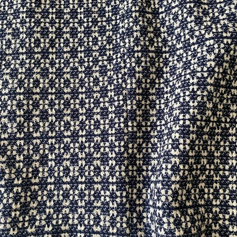 Zara- Viral “That Coat” Navy and White Tweed Long Sleeve Open Front Jacket
